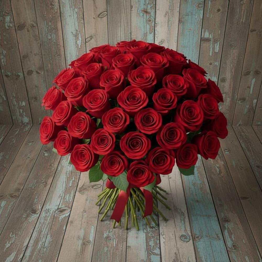 Букет 55 Красных роз Фридом в Анциферово Новгородская область