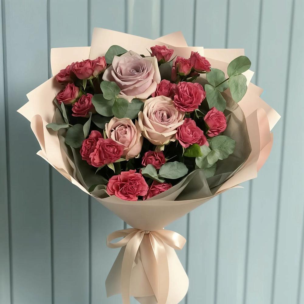 Букет цветов из: Гвоздики и Розы в Анциферово Новгородская область