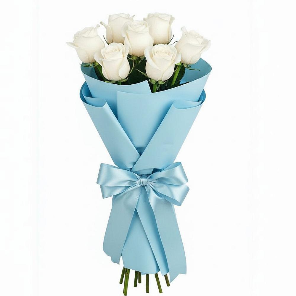Букет 7 белых роз Проуд в Анциферово Новгородская область