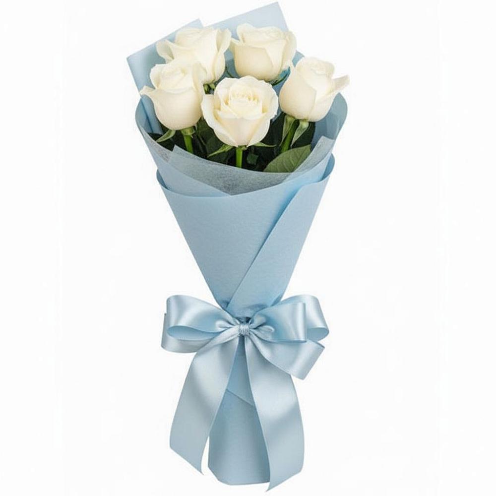 Букет 5 Белых роз Проуд в Анциферово Новгородская область