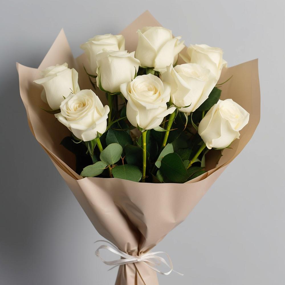 Букет 9 Белых роз Эдлесс Лав в Анциферово Новгородская область