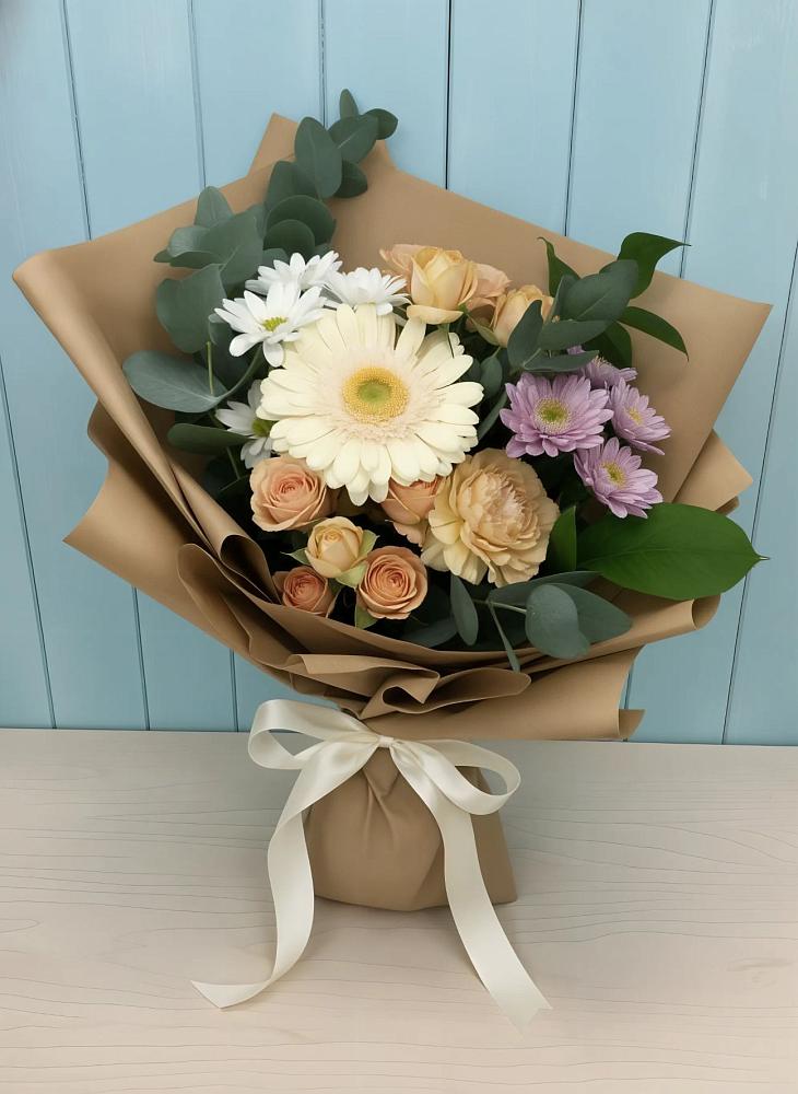 Букет цветов из: Герберы и Хризантемы в Анциферово Новгородская область