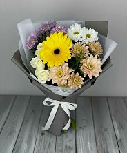 Букет цветов из:  Розы, Герберы и Хризантемы в Анциферово Новгородская область