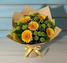 Букет цветов из:  Герберы и Хризантемы в Анциферово Новгородская область