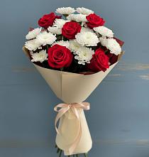 Букет цветов из:  Розы и Хризантемы в Анциферово Новгородская область