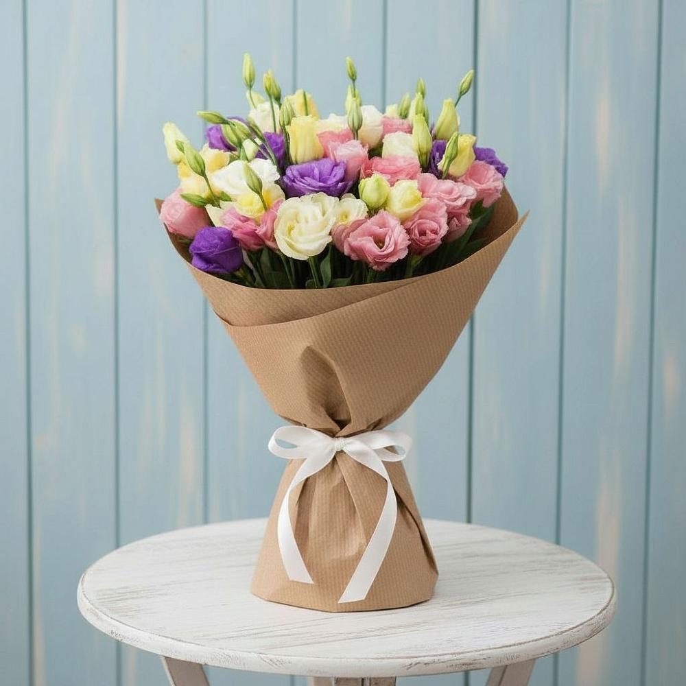 Букет цветов из: Лизиантусы в Анциферово Новгородская область