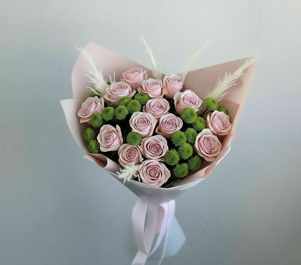 Букет цветов из: Розы и Хризантемы в Анциферово Новгородская область