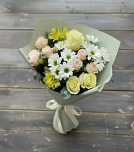 Букет цветов из:  Альстромерии, Розы и Хризантемы в Анциферово Новгородская область