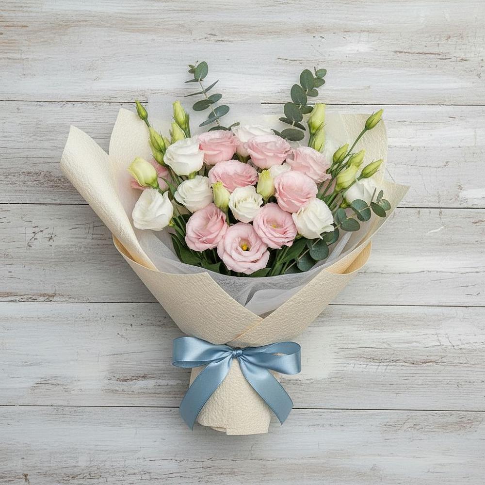 Букет цветов из: Лизиантусы в Анциферово Новгородская область